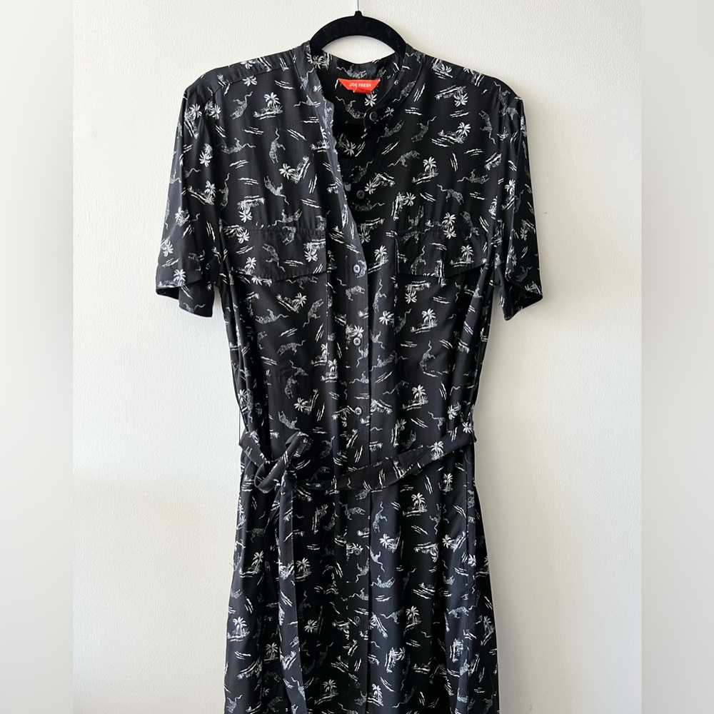 Joe Fresh Black and White Floral Shirt Dress